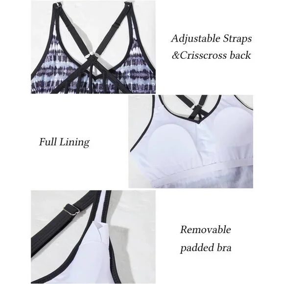 Women's Athletic Tankini Top Swimsuit Modest Cover-Up Adjustable Straps - Picture 6 of 7